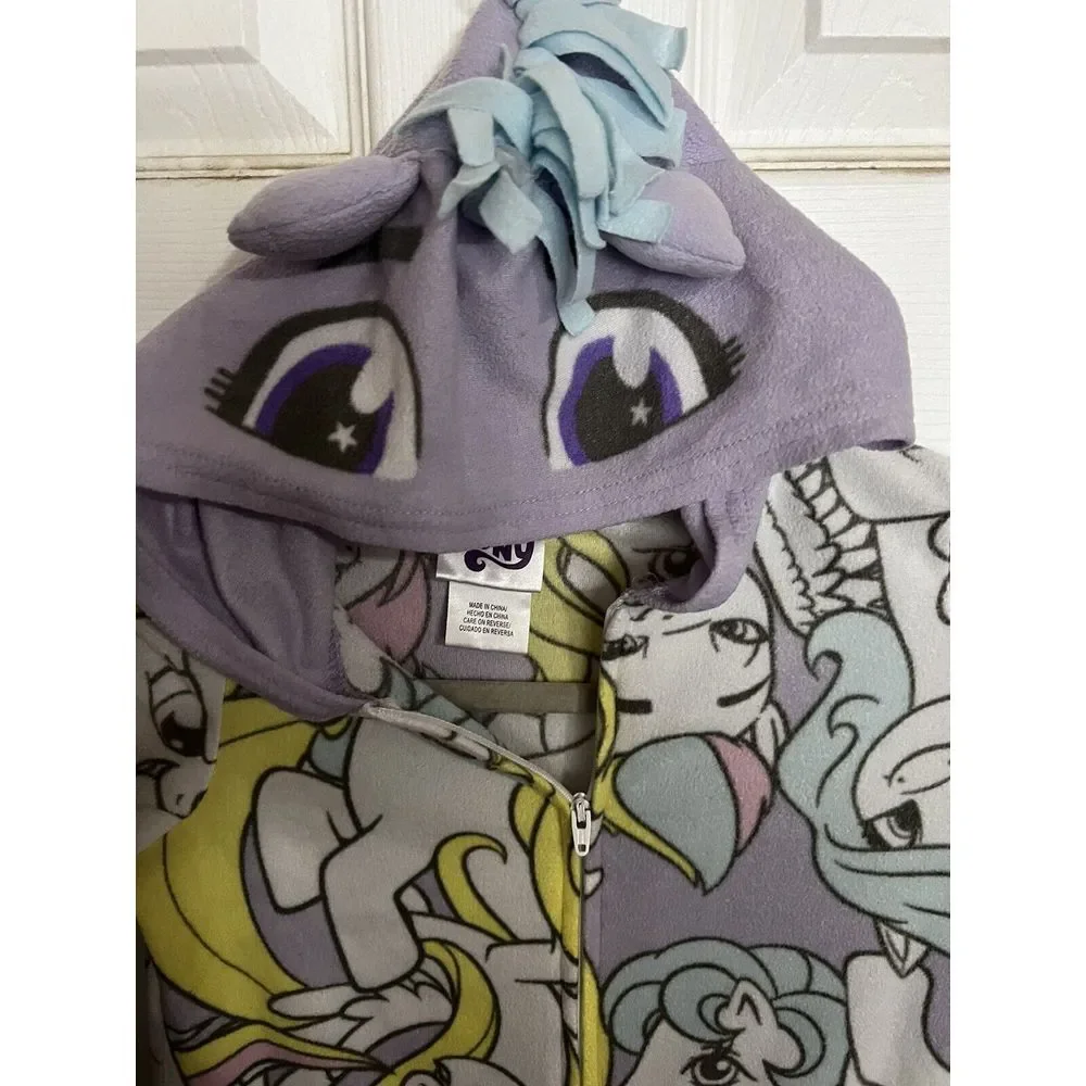My Little Pony One Piece‎ Pajamas PJ Size Small 4/5 Kids Hooded Suit